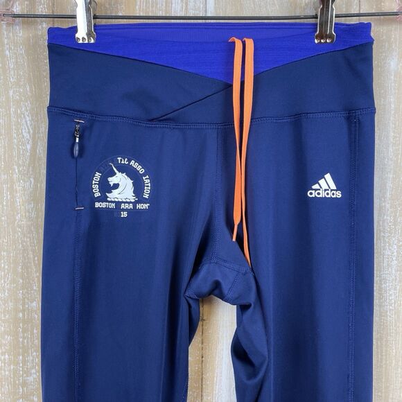 Women's Adidas 2015 Boston Marathon Blue Leggings Size X-Small - Picture 3 of 15